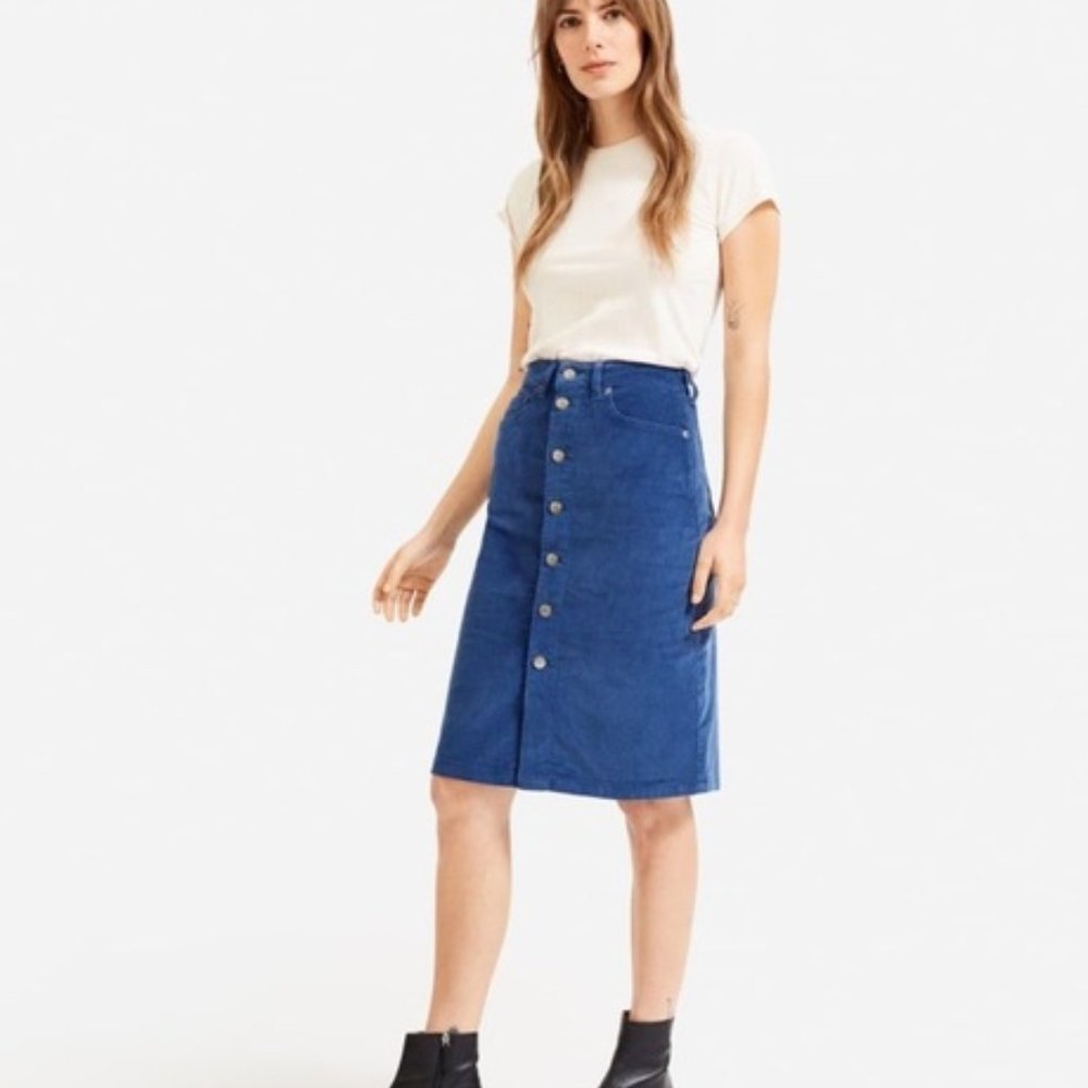 Everlane Button Front Corduroy Midi Skirt Size 26